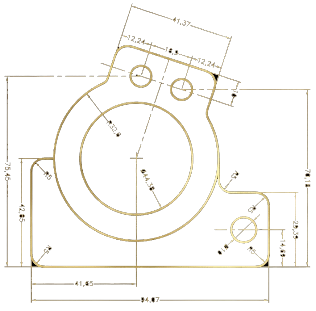 Technical drawing — dimensioned CAD part